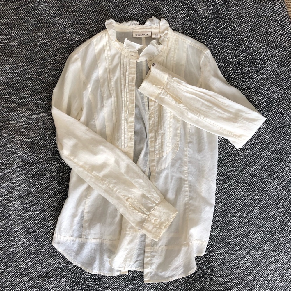 DKNY cream button down shirt